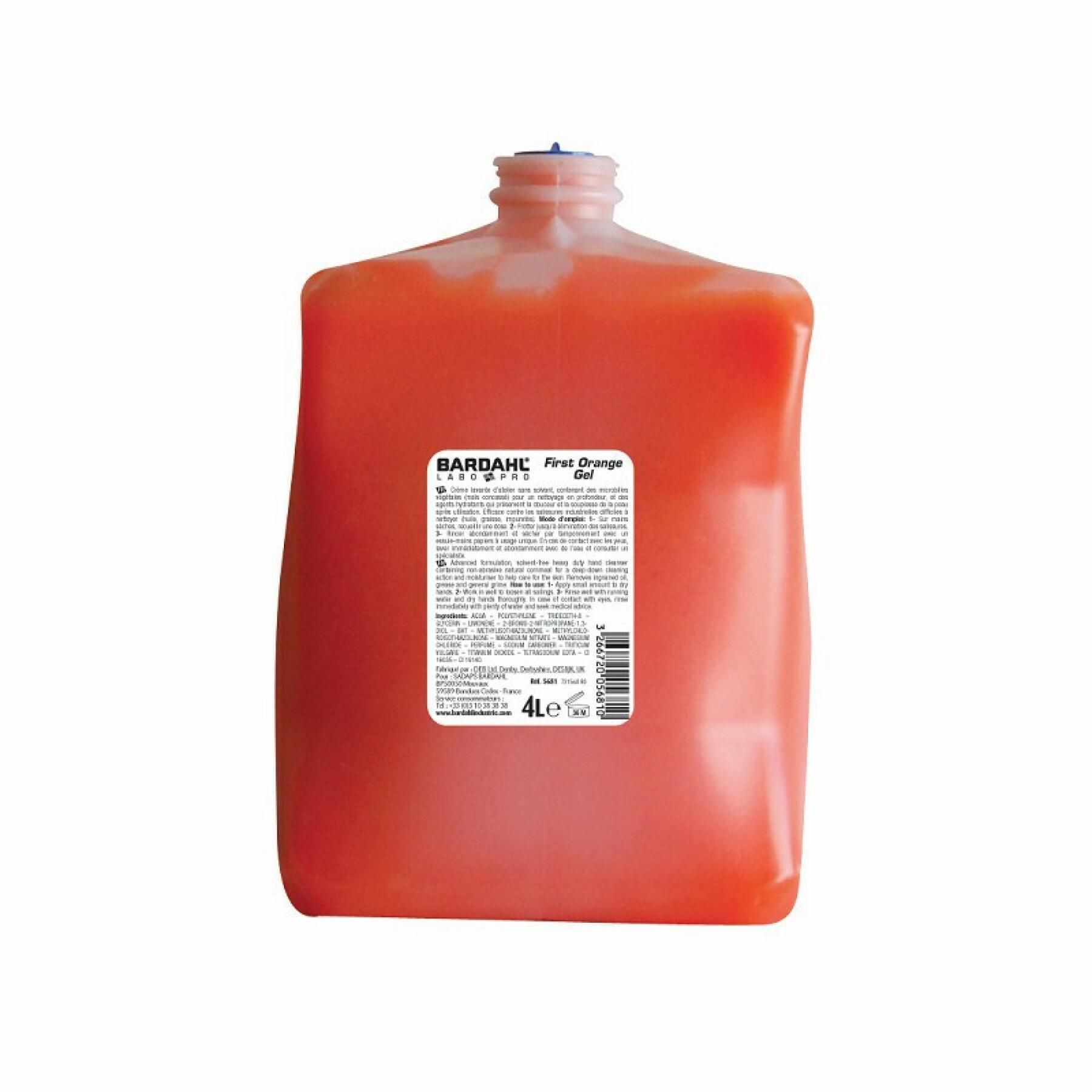 Jabón de manos en gel con microesferas de maíz Bardahl First Orange 3,8 L