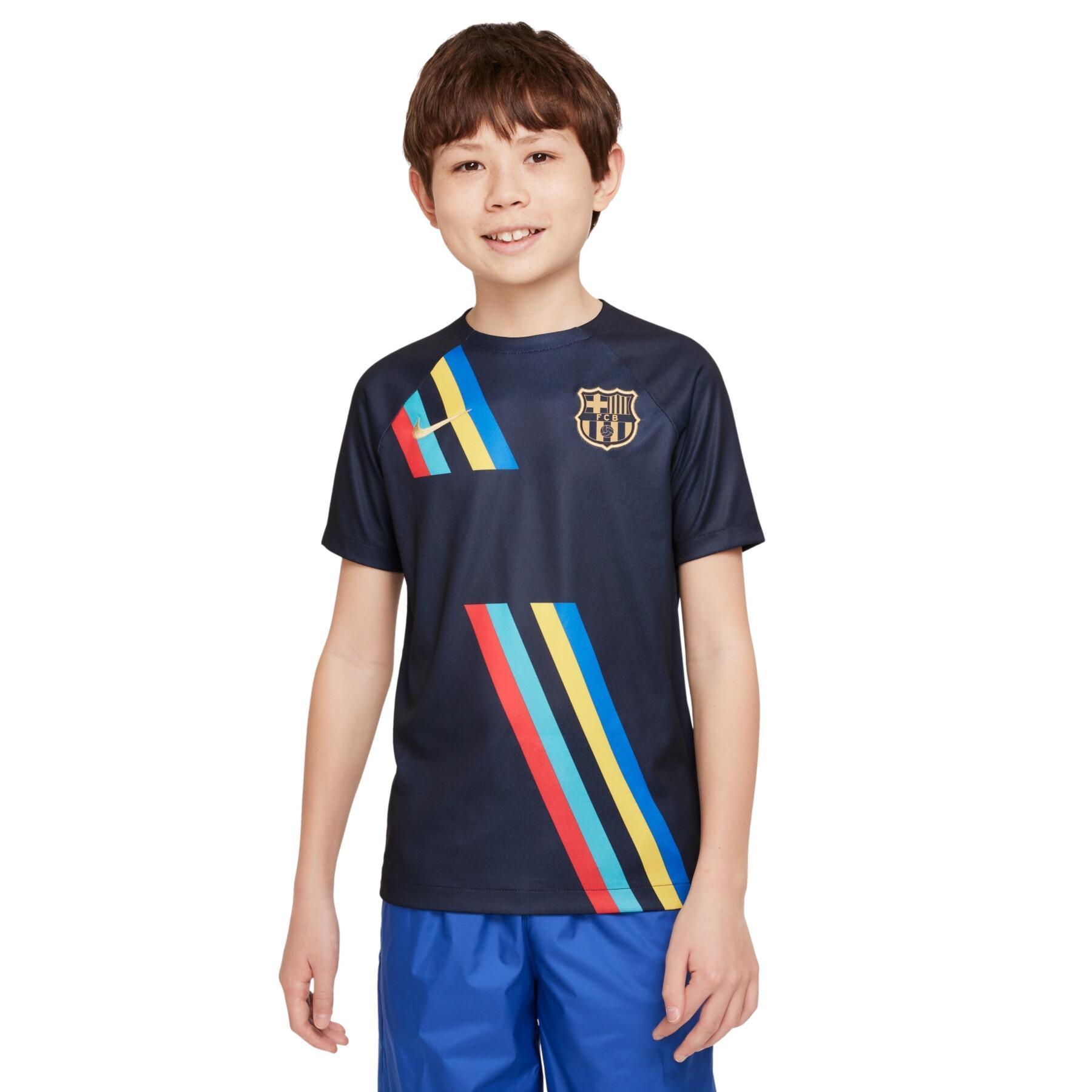Camiseta infantil antes del partido FC Barcelona 2022/23