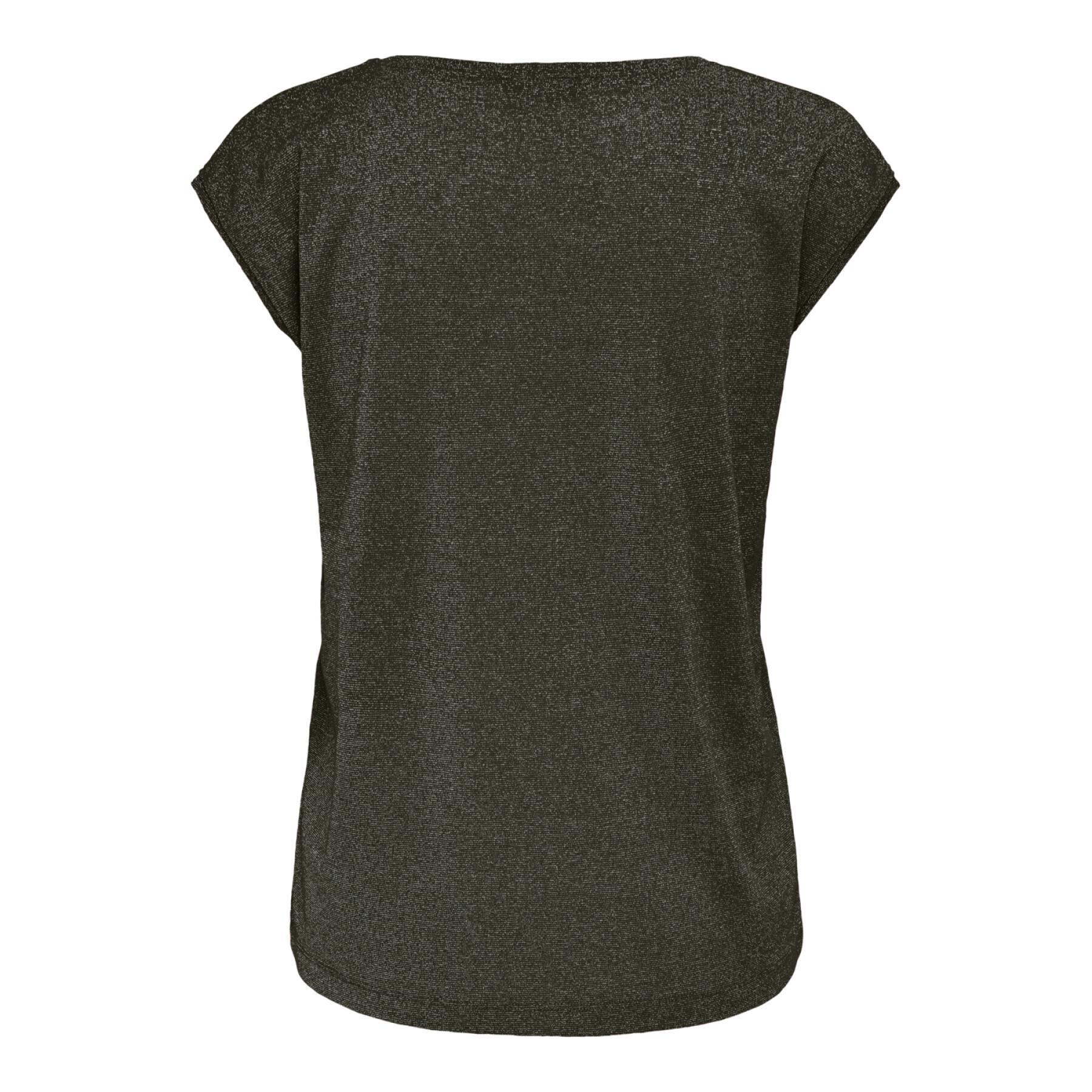 Camiseta de mujer con cuello de pico de lúrex Only Silvery