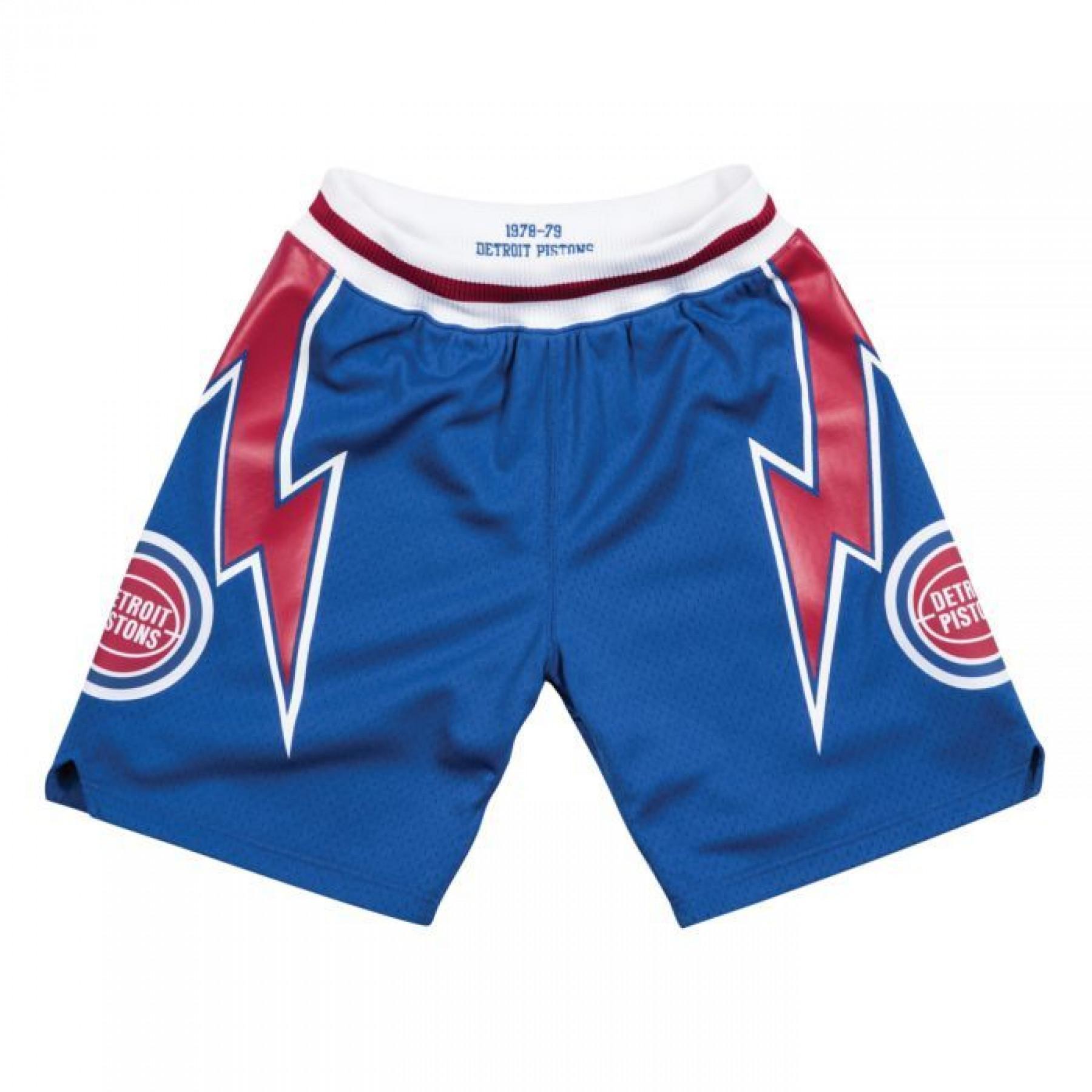 Pantalones cortos auténticos de los Detroit Pistons 1978-1979