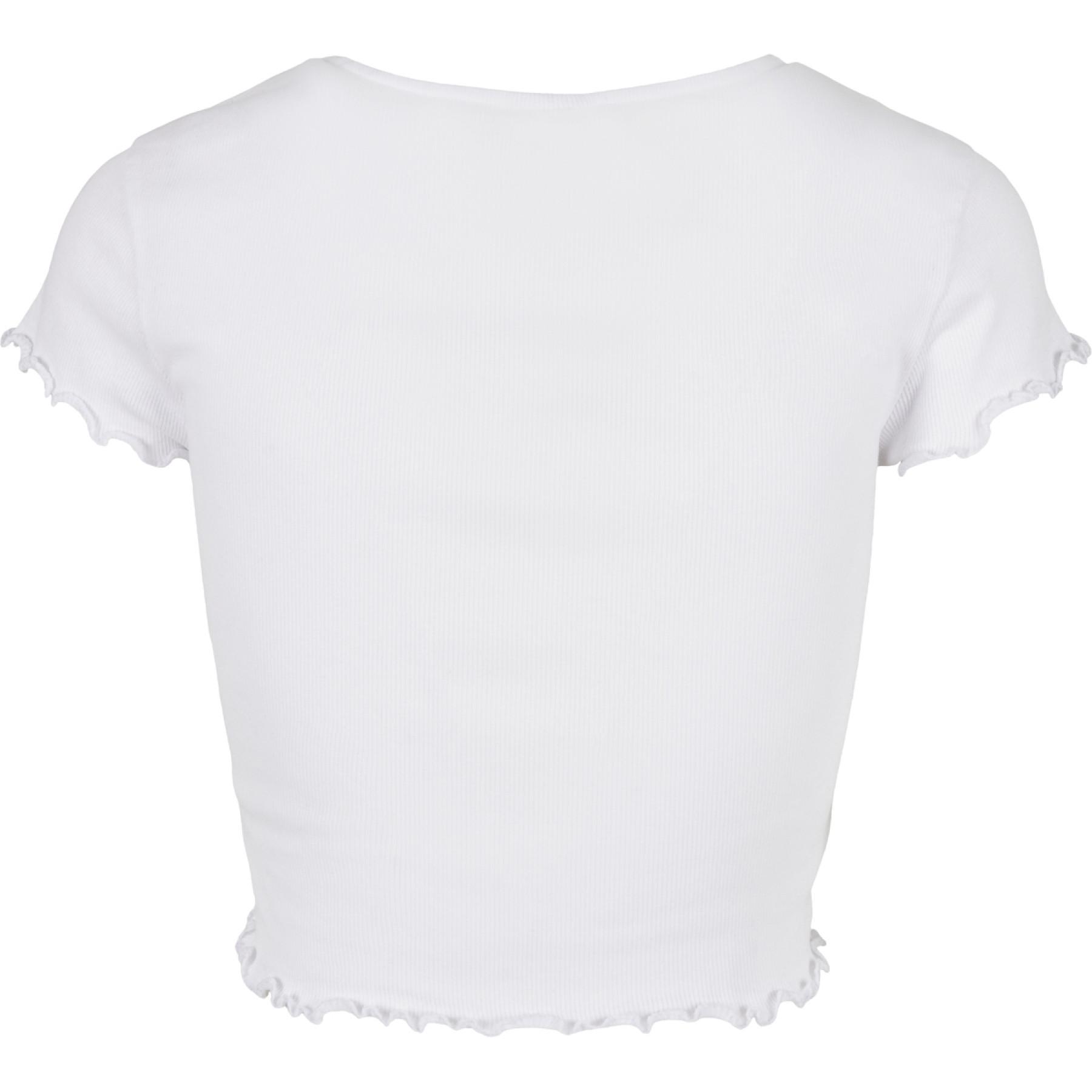 Camiseta mujer Urban Classics cropped button up rib-tamaños grandes