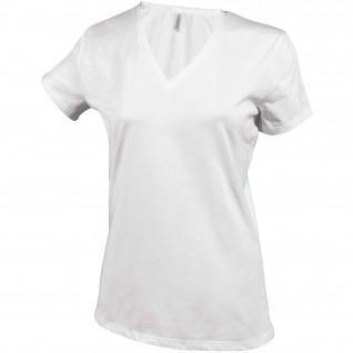 Camiseta de algodón para mujer Kariban Col V blanc