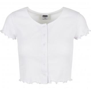 Camiseta mujer Urban Classics cropped button up rib-tamaños grandes