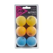 Juego de 6 pelotas de tenis de mesa Dunlop 40+ nitro glow